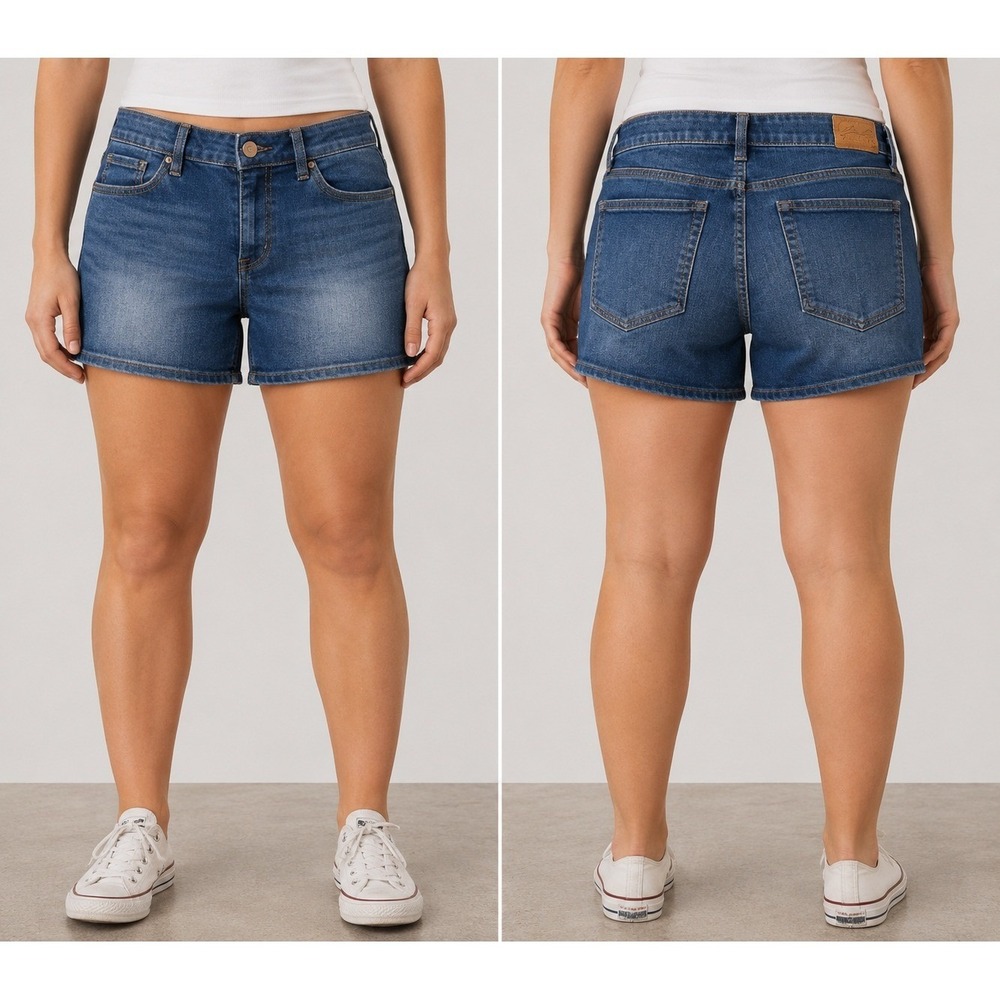 Seven7 Weekend Short Womens 6 Blue Denim Mid Rise Stretch Medium Wash Shorts